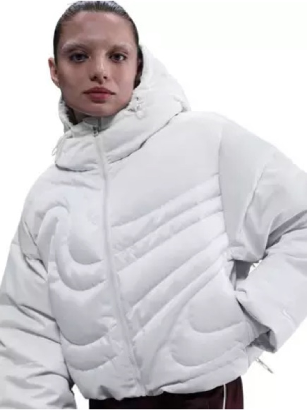 Nike Sportswear Swoosh Series Therma-FIT Cropped Down Puffer Jacket in White